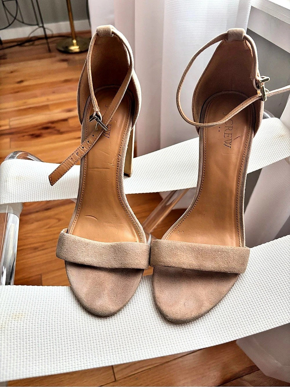 J.Crew Dylan Buckle Block-Heel Sandals in Suede Brown US 8